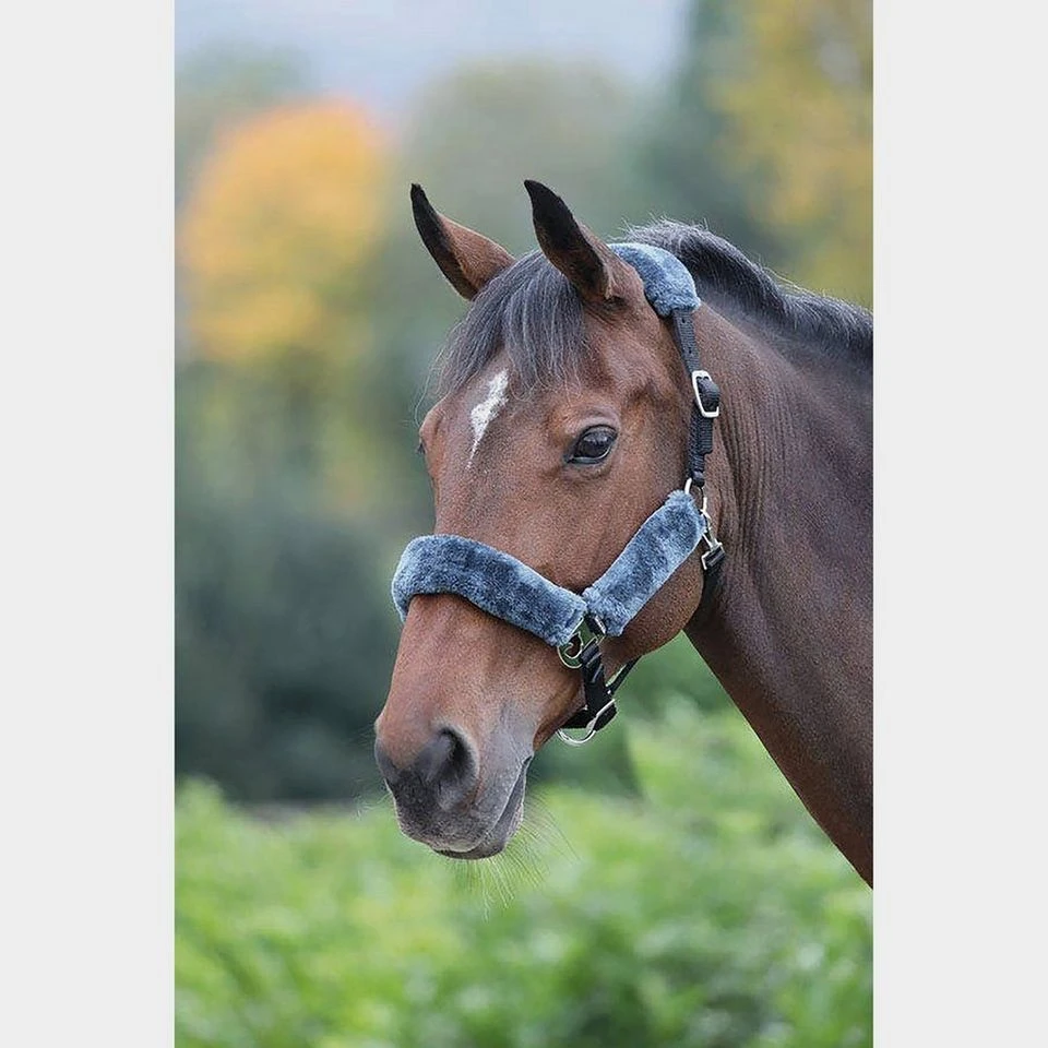 Fleece Lined Headcollar Black/Grey 1 Fleece Lined Headcollar Black/Grey